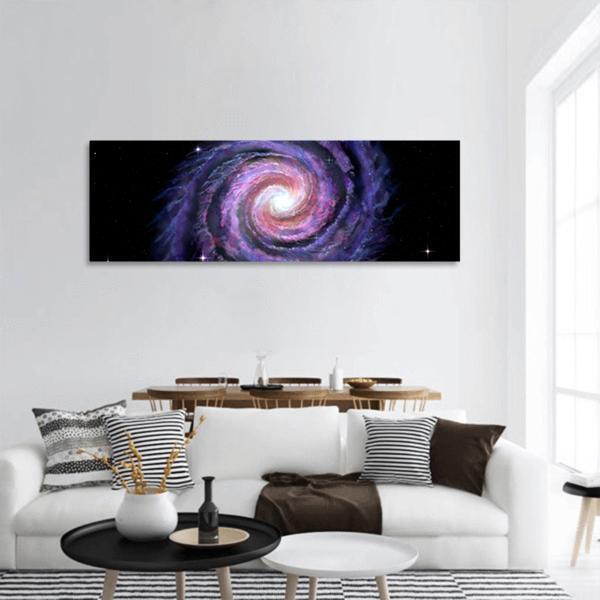 Spiral Galaxy Panoramic Canvas Wall Art-3 Piece-25" x 08"-Tiaracle