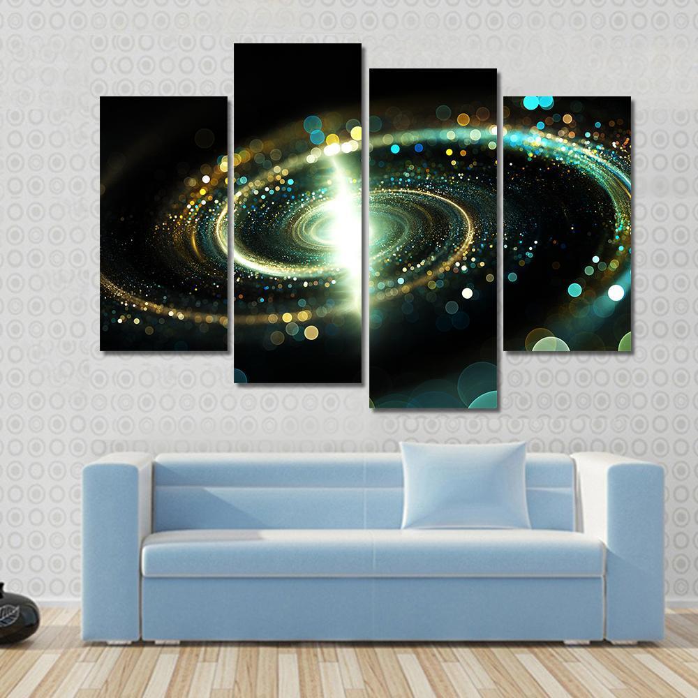 Spiral Galaxy Representation Via Lights Canvas Wall Art - Tiaracle