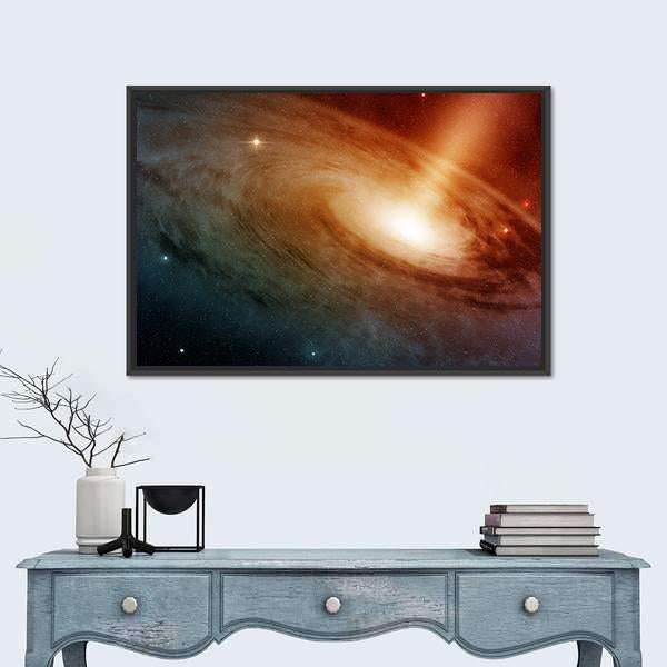 Spiral Galaxy System Glowing Into Deep Space Canvas Wall Art-1 Piece-Floating Frame-24" x 16"-Tiaracle