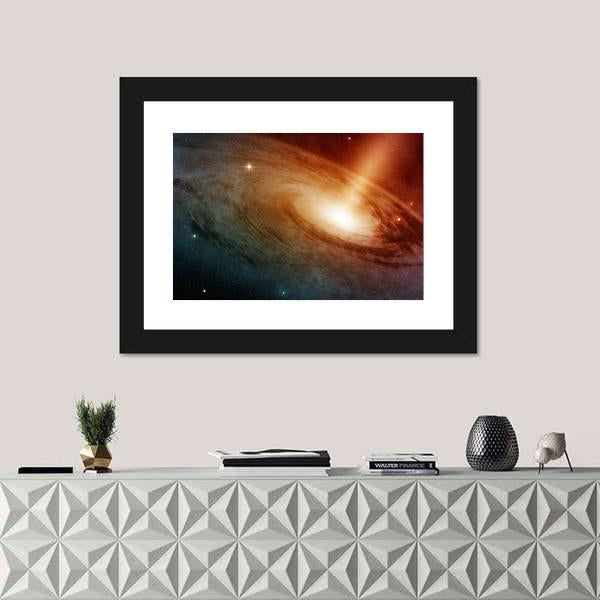 Spiral Galaxy System Glowing Into Deep Space Canvas Wall Art-1 Piece-Framed Print-20" x 16"-Tiaracle