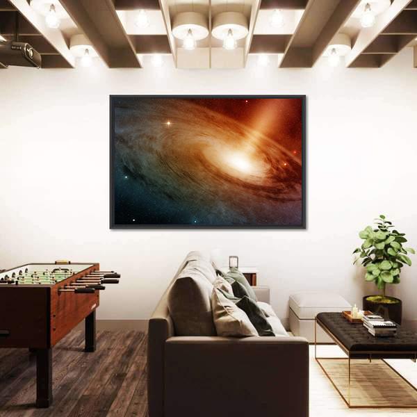 Spiral Galaxy System Glowing Into Deep Space Canvas Wall Art-5 Horizontal-Gallery Wrap-22" x 12"-Tiaracle