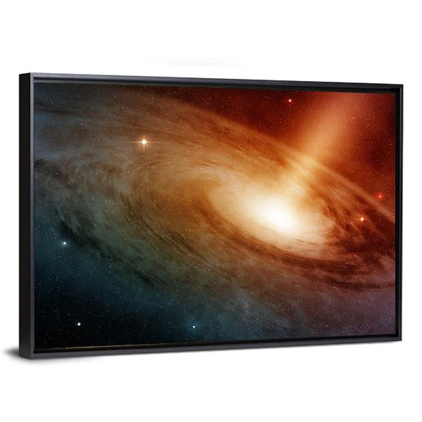 Spiral Galaxy System Glowing Into Deep Space Canvas Wall Art-5 Horizontal-Gallery Wrap-22" x 12"-Tiaracle