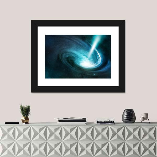 Spiral Nebula And Light Ray Canvas Wall Art-1 Piece-Framed Print-20" x 16"-Tiaracle