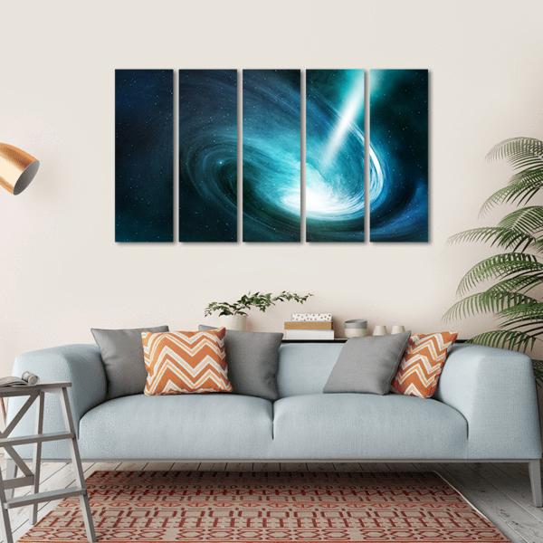 Spiral Nebula And Light Ray Canvas Wall Art-5 Horizontal-Gallery Wrap-22" x 12"-Tiaracle