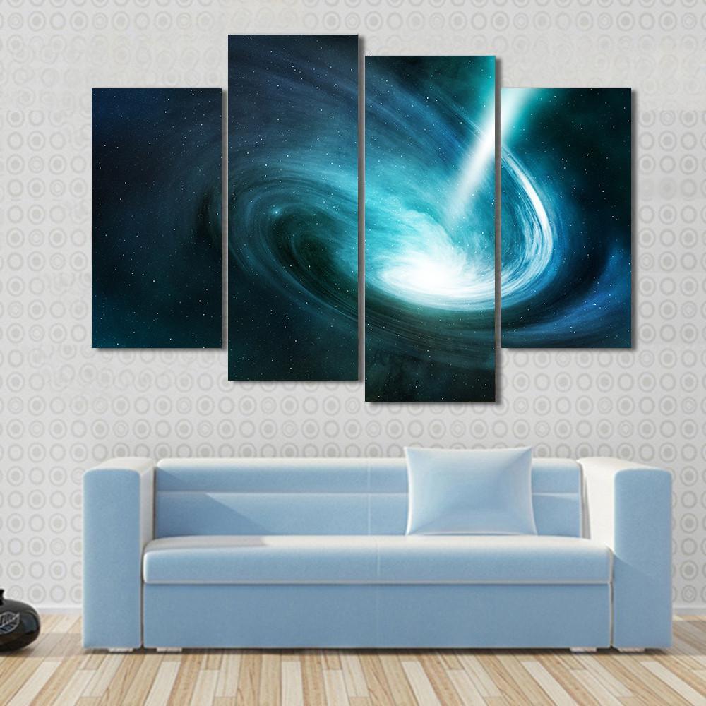 Spiral Nebula And Light Ray Canvas Wall Art-4 Pop-Gallery Wrap-50" x 32"-Tiaracle