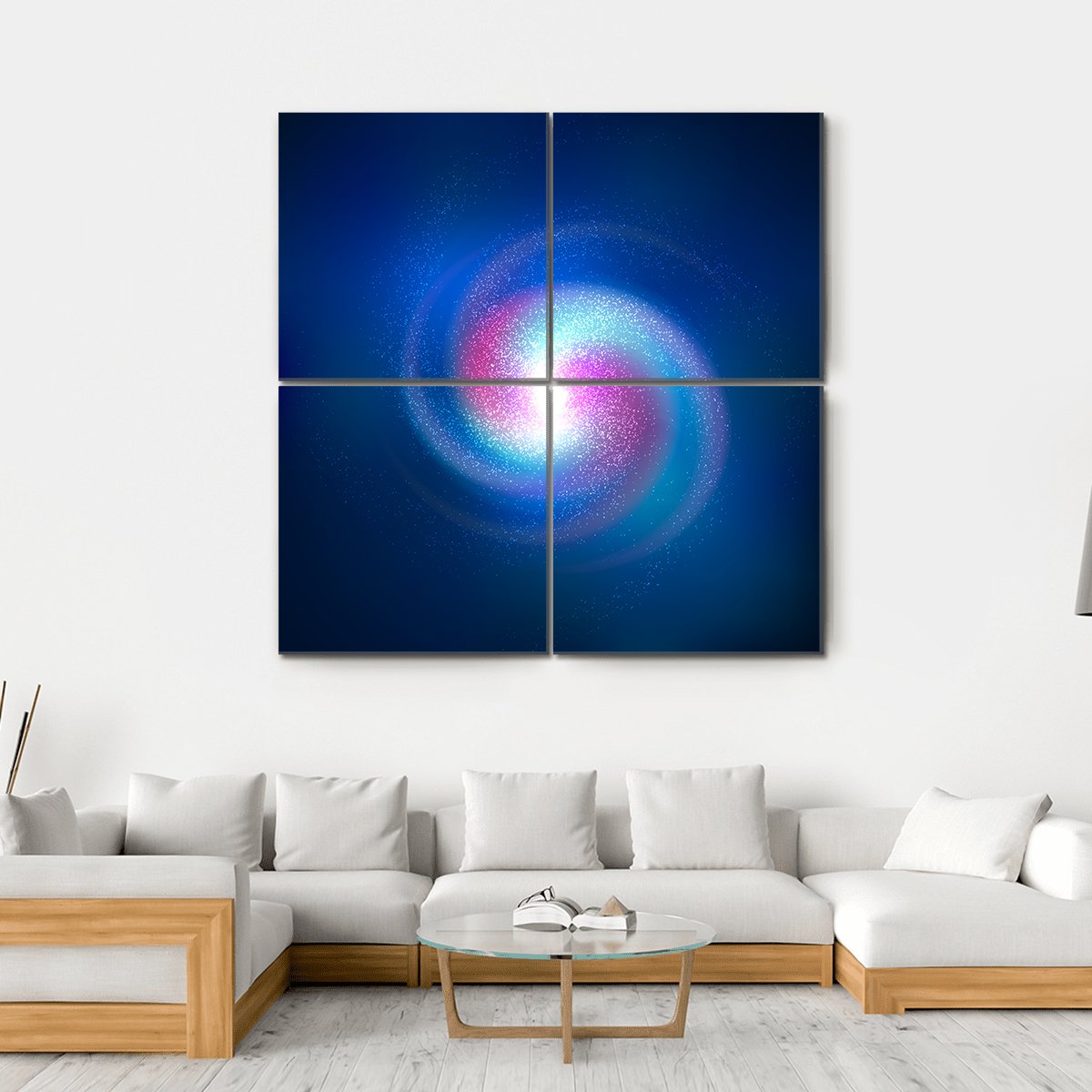 Spiral Nebula With Stars Canvas Wall Art-4 Square-Gallery Wrap-17" x 17"-Tiaracle