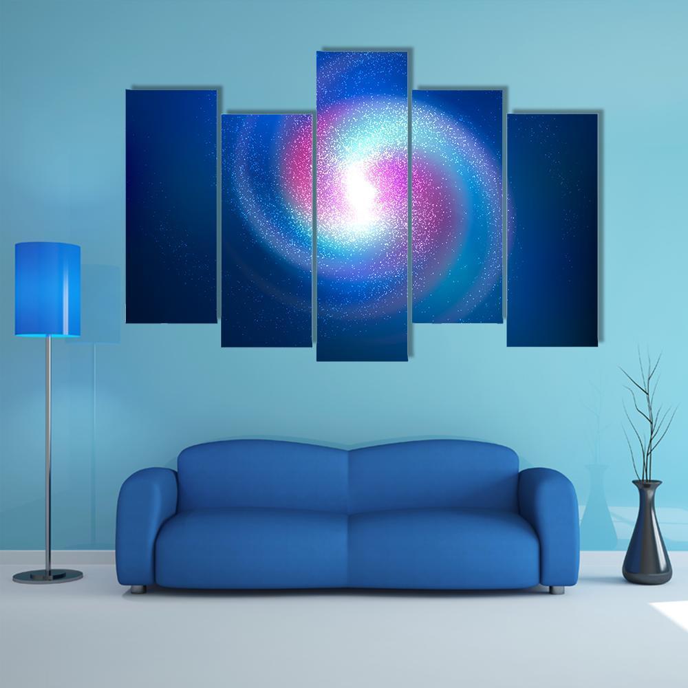 Spiral Nebula With Stars Canvas Wall Art-5 Pop-Gallery Wrap-47" x 32"-Tiaracle