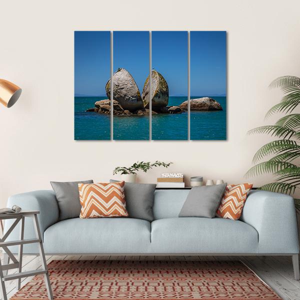 Split Apple Rock In New Zealand Canvas Wall Art-4 Horizontal-Gallery Wrap-34" x 24"-Tiaracle