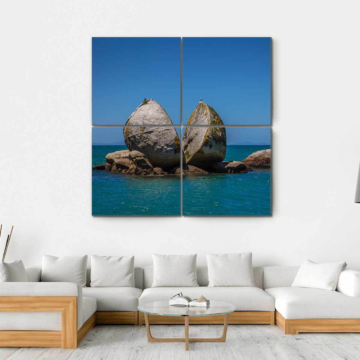 Split Apple Rock In New Zealand Canvas Wall Art-4 Square-Gallery Wrap-17" x 17"-Tiaracle