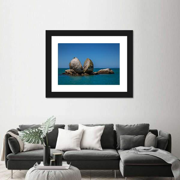 Split Apple Rock In New Zealand Panoramic Canvas Wall Art-1 Piece-36" x 12"-Tiaracle