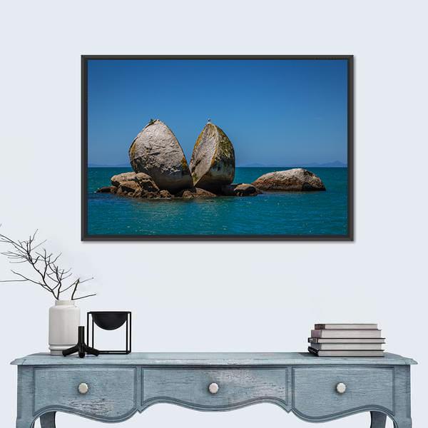 Split Apple Rock In New Zealand Panoramic Canvas Wall Art-1 Piece-36" x 12"-Tiaracle