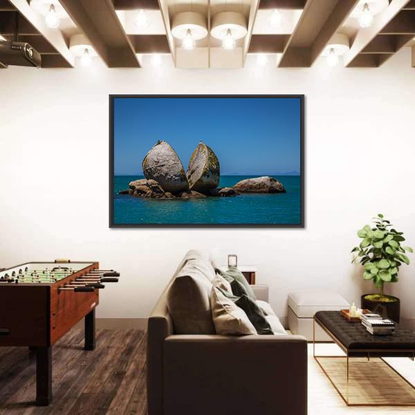 Split Apple Rock In New Zealand Panoramic Canvas Wall Art-1 Piece-36" x 12"-Tiaracle