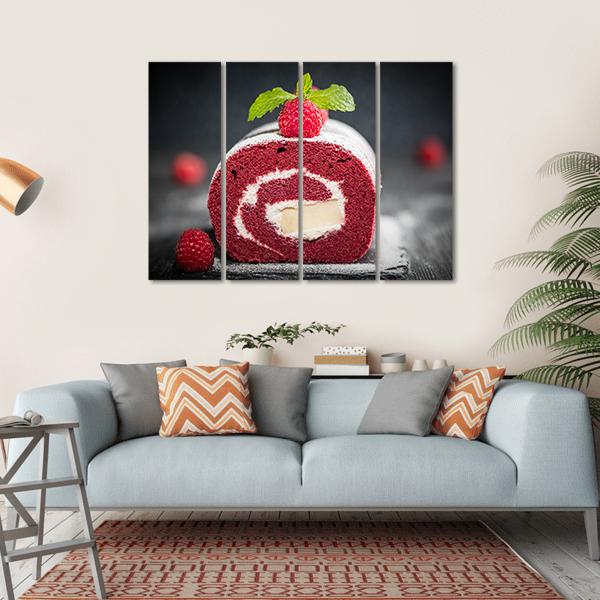 Sponge Swiss Roll Cake Canvas Wall Art-4 Horizontal-Gallery Wrap-34" x 24"-Tiaracle