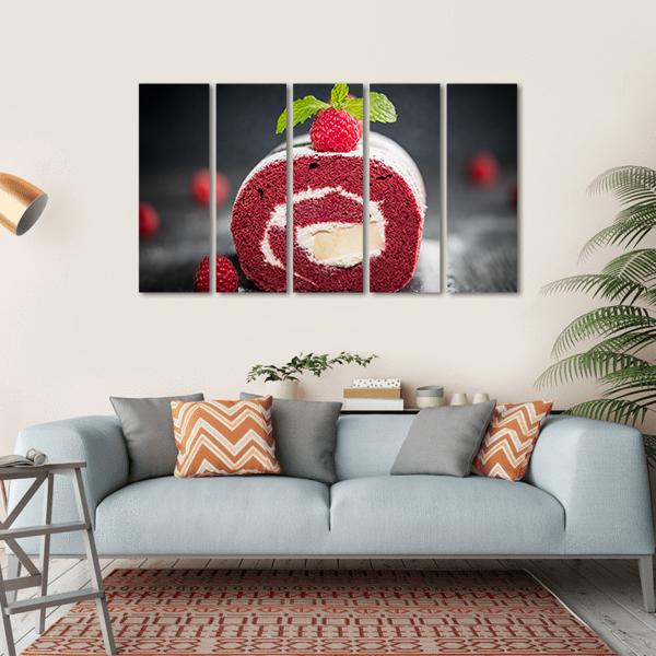 Sponge Swiss Roll Cake Canvas Wall Art-5 Horizontal-Gallery Wrap-22" x 12"-Tiaracle