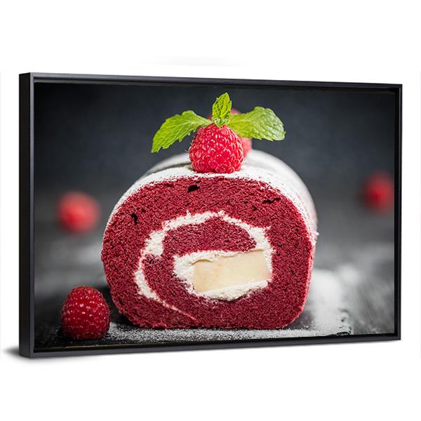 Sponge Swiss Roll Cake Canvas Wall Art-3 Horizontal-Gallery Wrap-25" x 16"-Tiaracle