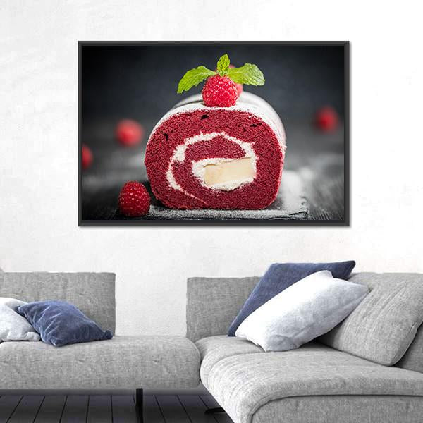 Sponge Swiss Roll Cake Canvas Wall Art-3 Horizontal-Gallery Wrap-25" x 16"-Tiaracle