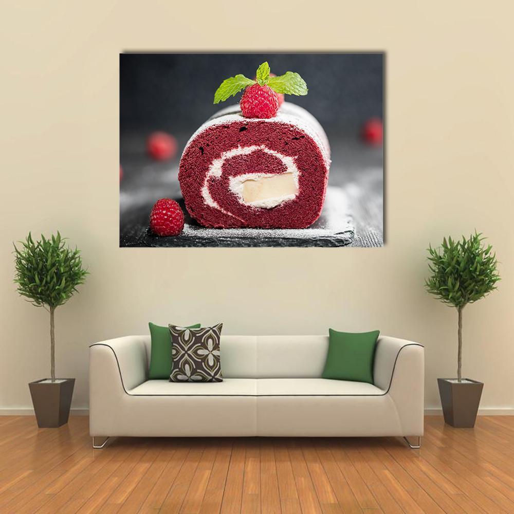 Sponge Swiss Roll Cake Canvas Wall Art-1 Piece-Gallery Wrap-48" x 32"-Tiaracle