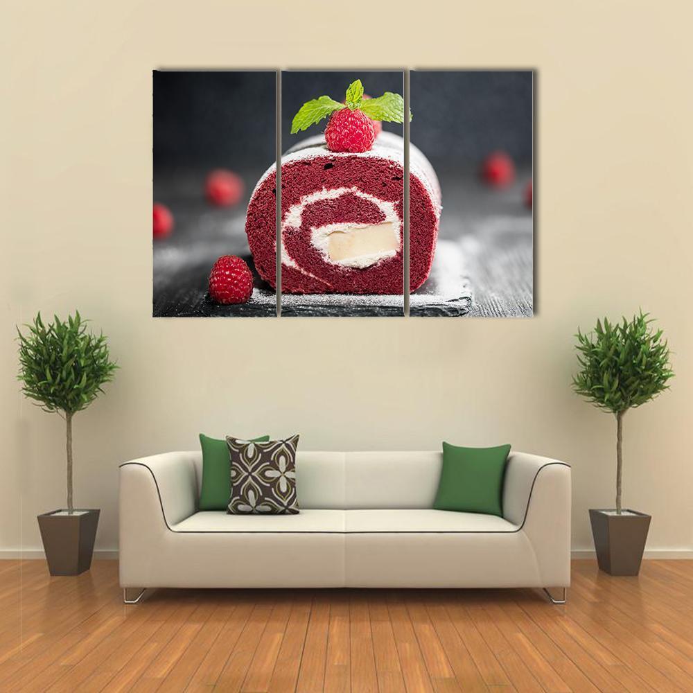Sponge Swiss Roll Cake Canvas Wall Art-1 Piece-Gallery Wrap-48" x 32"-Tiaracle