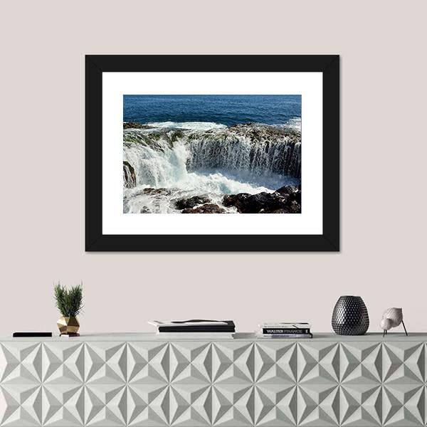 Spontaneous Waterfall In Canary islands Canvas Wall Art-1 Piece-Framed Print-20" x 16"-Tiaracle