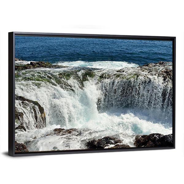 Spontaneous Waterfall In Canary islands Canvas Wall Art-3 Horizontal-Gallery Wrap-25" x 16"-Tiaracle