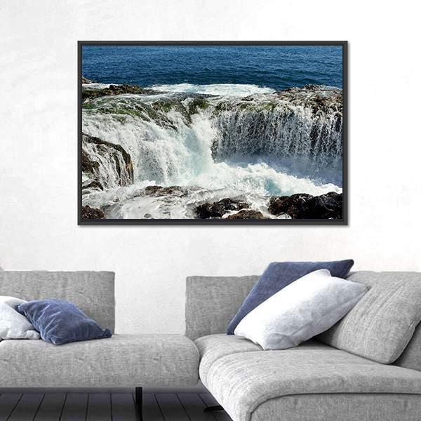 Spontaneous Waterfall In Canary islands Canvas Wall Art-3 Horizontal-Gallery Wrap-25" x 16"-Tiaracle