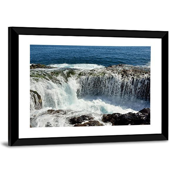 Spontaneous Waterfall In Canary islands Canvas Wall Art-3 Horizontal-Gallery Wrap-25" x 16"-Tiaracle
