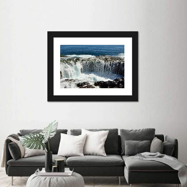 Spontaneous Waterfall In Canary islands Canvas Wall Art-3 Horizontal-Gallery Wrap-25" x 16"-Tiaracle