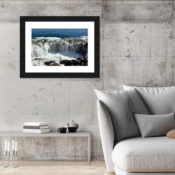 Spontaneous Waterfall In Canary islands Canvas Wall Art-3 Horizontal-Gallery Wrap-25" x 16"-Tiaracle