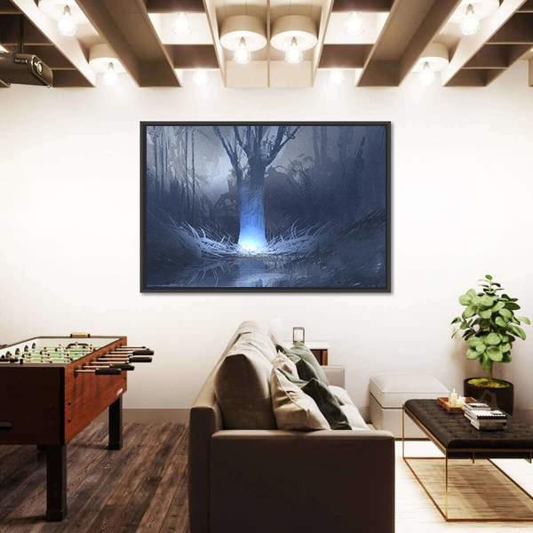 Spooky Forest With Swamp Canvas Wall Art-3 Horizontal-Gallery Wrap-25" x 16"-Tiaracle