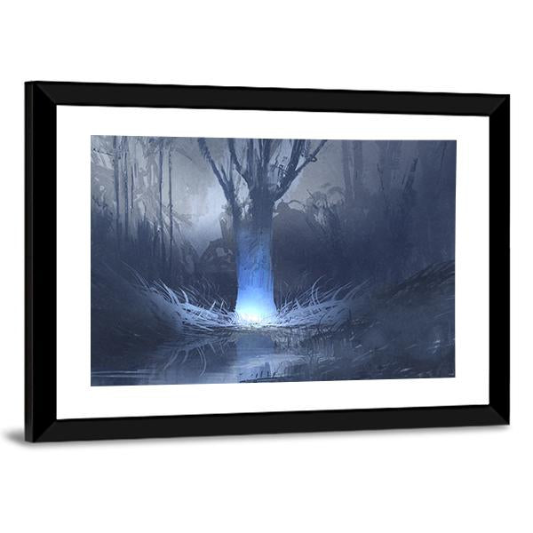 Spooky Forest With Swamp Canvas Wall Art-3 Horizontal-Gallery Wrap-25" x 16"-Tiaracle