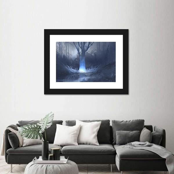 Spooky Forest With Swamp Canvas Wall Art-3 Horizontal-Gallery Wrap-25" x 16"-Tiaracle