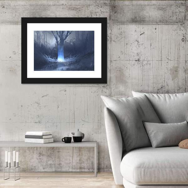 Spooky Forest With Swamp Canvas Wall Art-3 Horizontal-Gallery Wrap-25" x 16"-Tiaracle