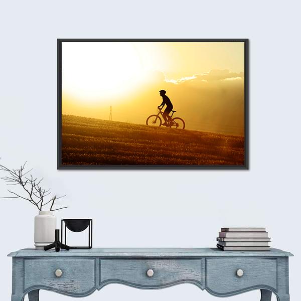 Sport Man Cycling Uphill Canvas Wall Art-1 Piece-Floating Frame-24" x 16"-Tiaracle