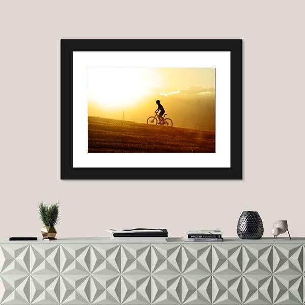 Sport Man Cycling Uphill Canvas Wall Art-1 Piece-Framed Print-20" x 16"-Tiaracle