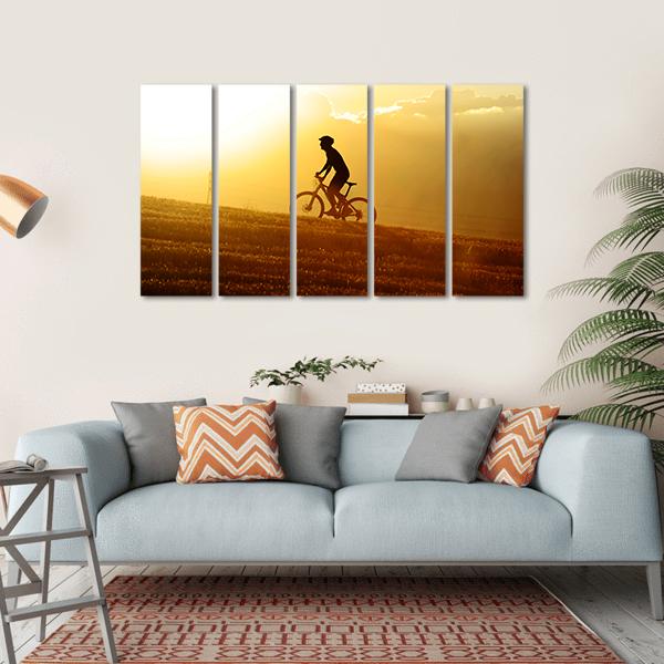 Sport Man Cycling Uphill Canvas Wall Art-5 Horizontal-Gallery Wrap-22&quot; x 12&quot;-Tiaracle