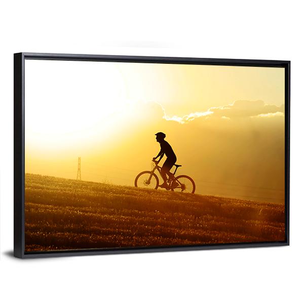 Sport Man Cycling Uphill Canvas Wall Art-3 Horizontal-Gallery Wrap-25" x 16"-Tiaracle