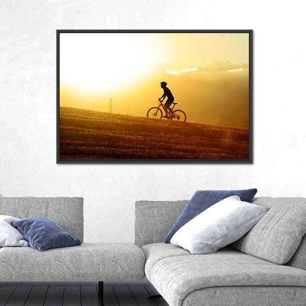 Sport Man Cycling Uphill Canvas Wall Art-3 Horizontal-Gallery Wrap-25" x 16"-Tiaracle