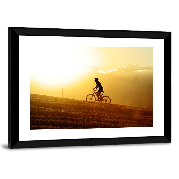 Sport Man Cycling Uphill Canvas Wall Art-3 Horizontal-Gallery Wrap-25" x 16"-Tiaracle