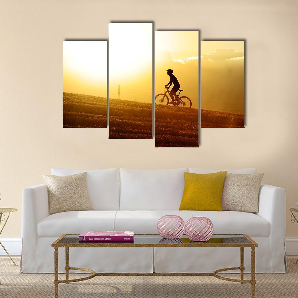 Sport Man Cycling Uphill Canvas Wall Art-4 Pop-Gallery Wrap-50" x 32"-Tiaracle