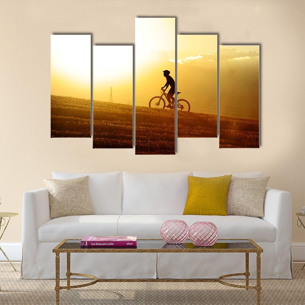 Sport Man Cycling Uphill Canvas Wall Art-5 Pop-Gallery Wrap-47" x 32"-Tiaracle
