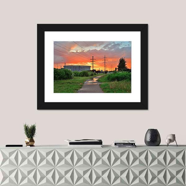 Sports And Concert Complex At Sunset Canvas Wall Art-1 Piece-Framed Print-20" x 16"-Tiaracle