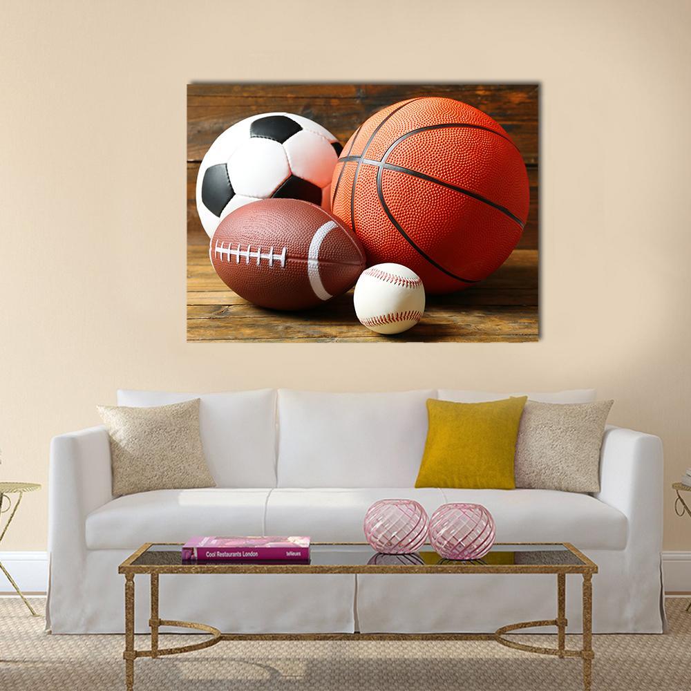 Sports Balls Canvas Wall Art-1 Piece-Gallery Wrap-36" x 24"-Tiaracle