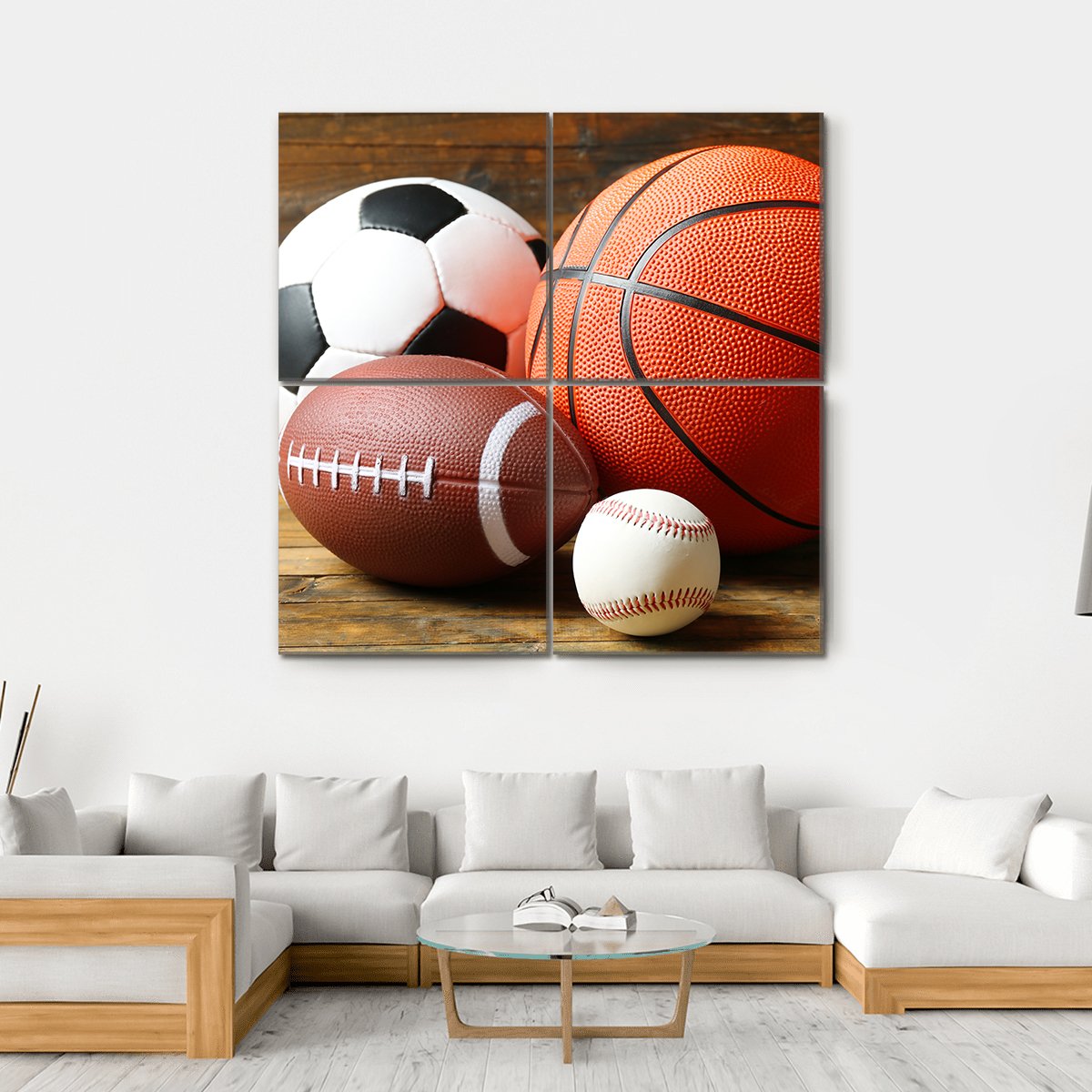 Sports Balls Canvas Wall Art-4 Square-Gallery Wrap-17" x 17"-Tiaracle