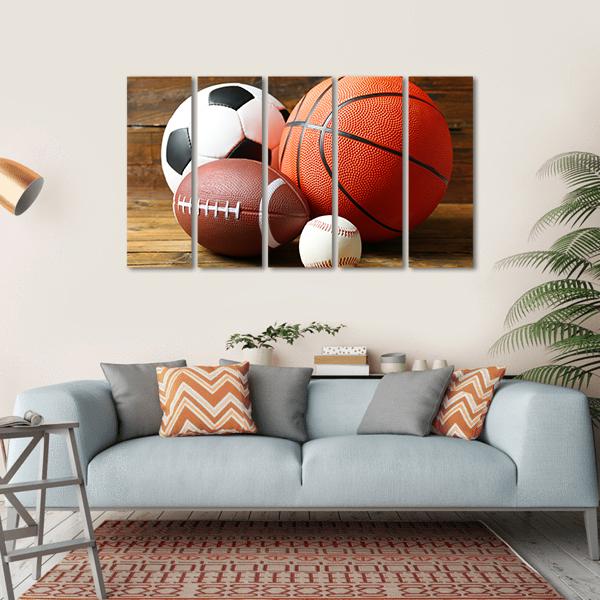 Sports Balls Canvas Wall Art-5 Horizontal-Gallery Wrap-22&quot; x 12&quot;-Tiaracle