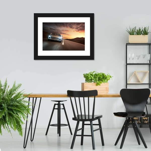 Sports Car On Highway Canvas Wall Art-3 Horizontal-Gallery Wrap-25" x 16"-Tiaracle