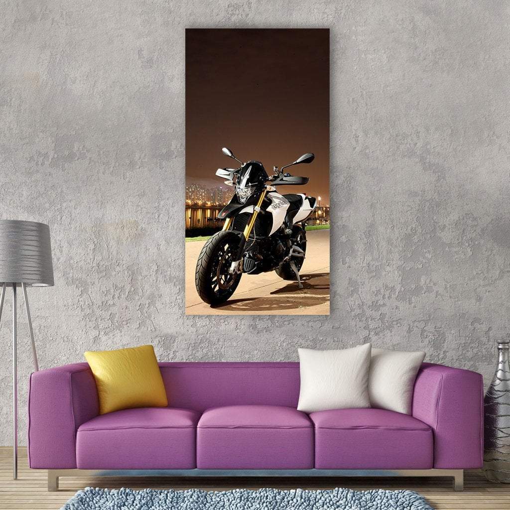 Sports Motorcycle Night View Vertical Canvas Wall Art-1 Vertical-Gallery Wrap-12" x 24"-Tiaracle