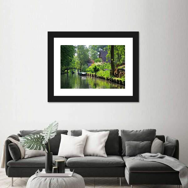 Spree Forest House On The Water Canvas Wall Art-3 Horizontal-Gallery Wrap-25" x 16"-Tiaracle