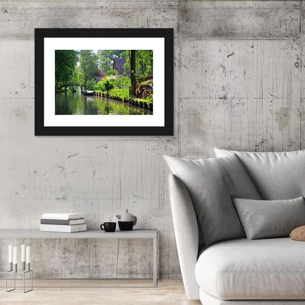 Spree Forest House On The Water Canvas Wall Art-3 Horizontal-Gallery Wrap-25" x 16"-Tiaracle