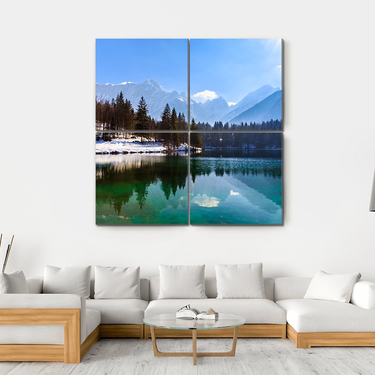 Spring At The Alpine Lake Canvas Wall Art-4 Square-Gallery Wrap-17" x 17"-Tiaracle