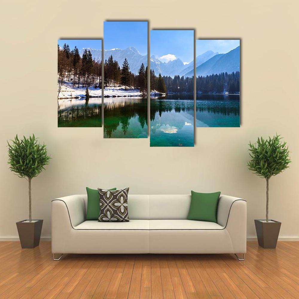Spring At The Alpine Lake Canvas Wall Art-4 Pop-Gallery Wrap-50" x 32"-Tiaracle